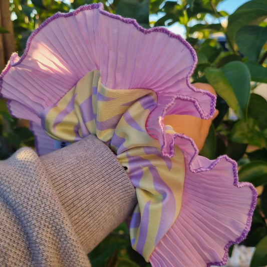 Bamba lila con amarillo zebra